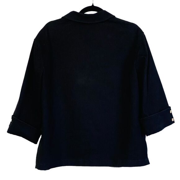 St John Sport by Marie Gray Black Denim Zip Up Jacket Sz S - Picture 11 of 12